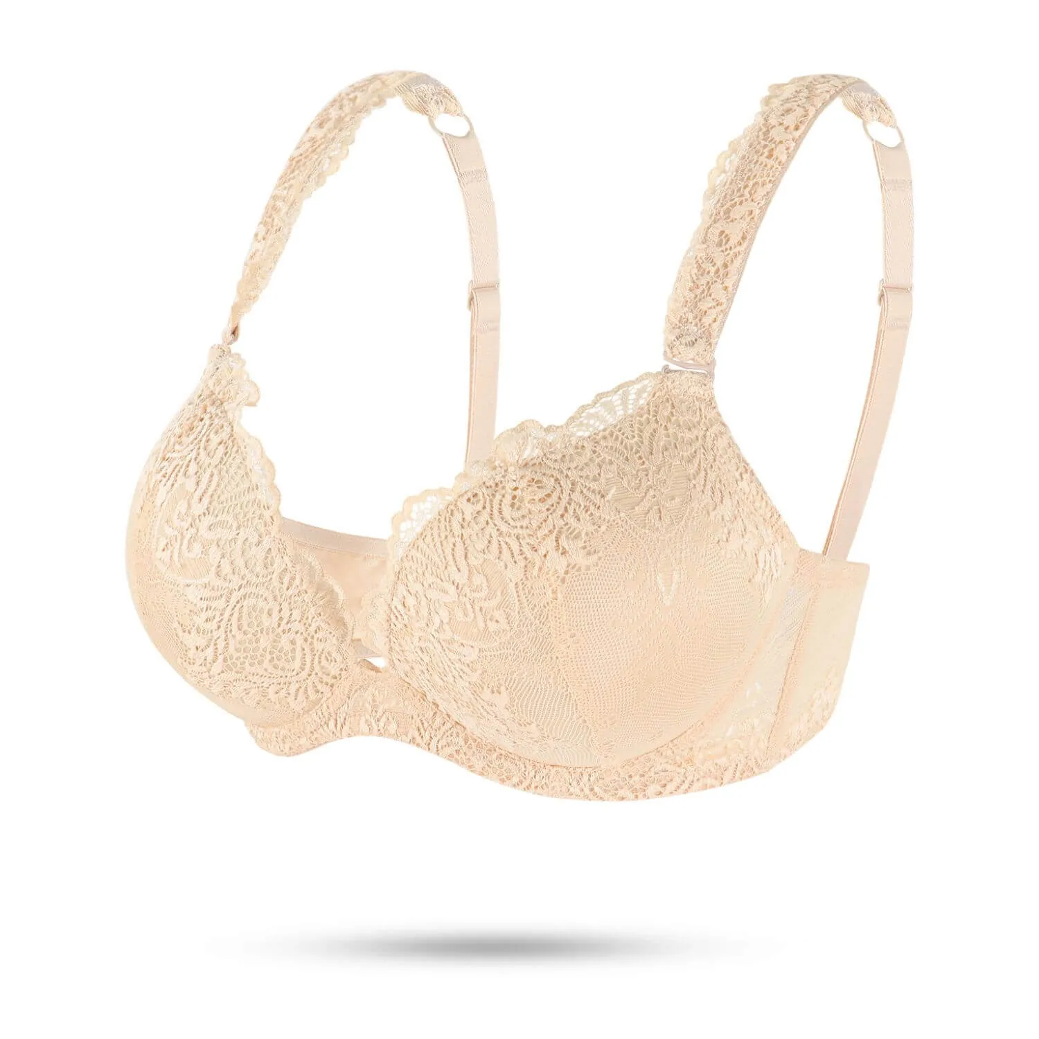 Super Push Up Padded Deep V Lace Underwire Bra