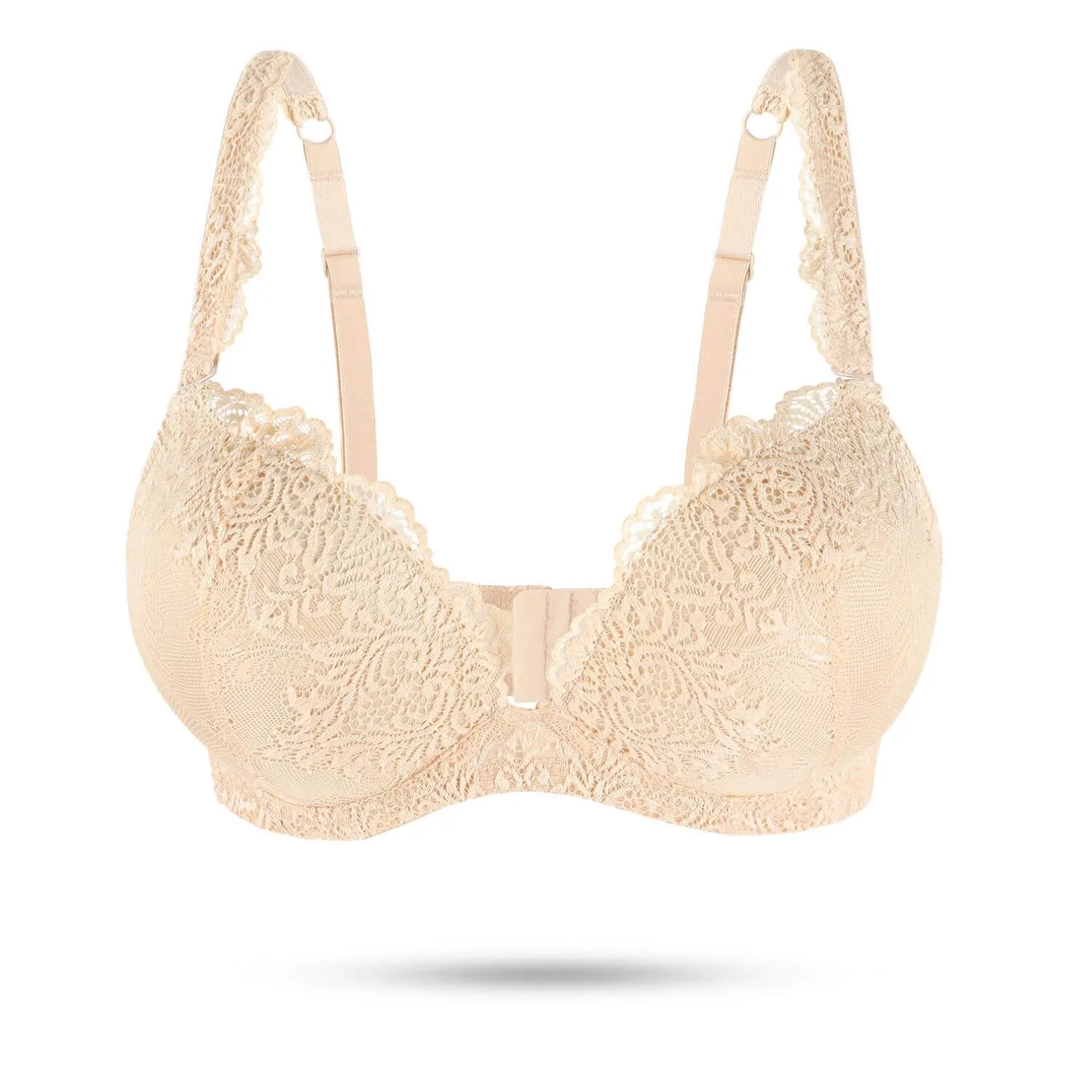 Super Push Up Padded Deep V Lace Underwire Bra