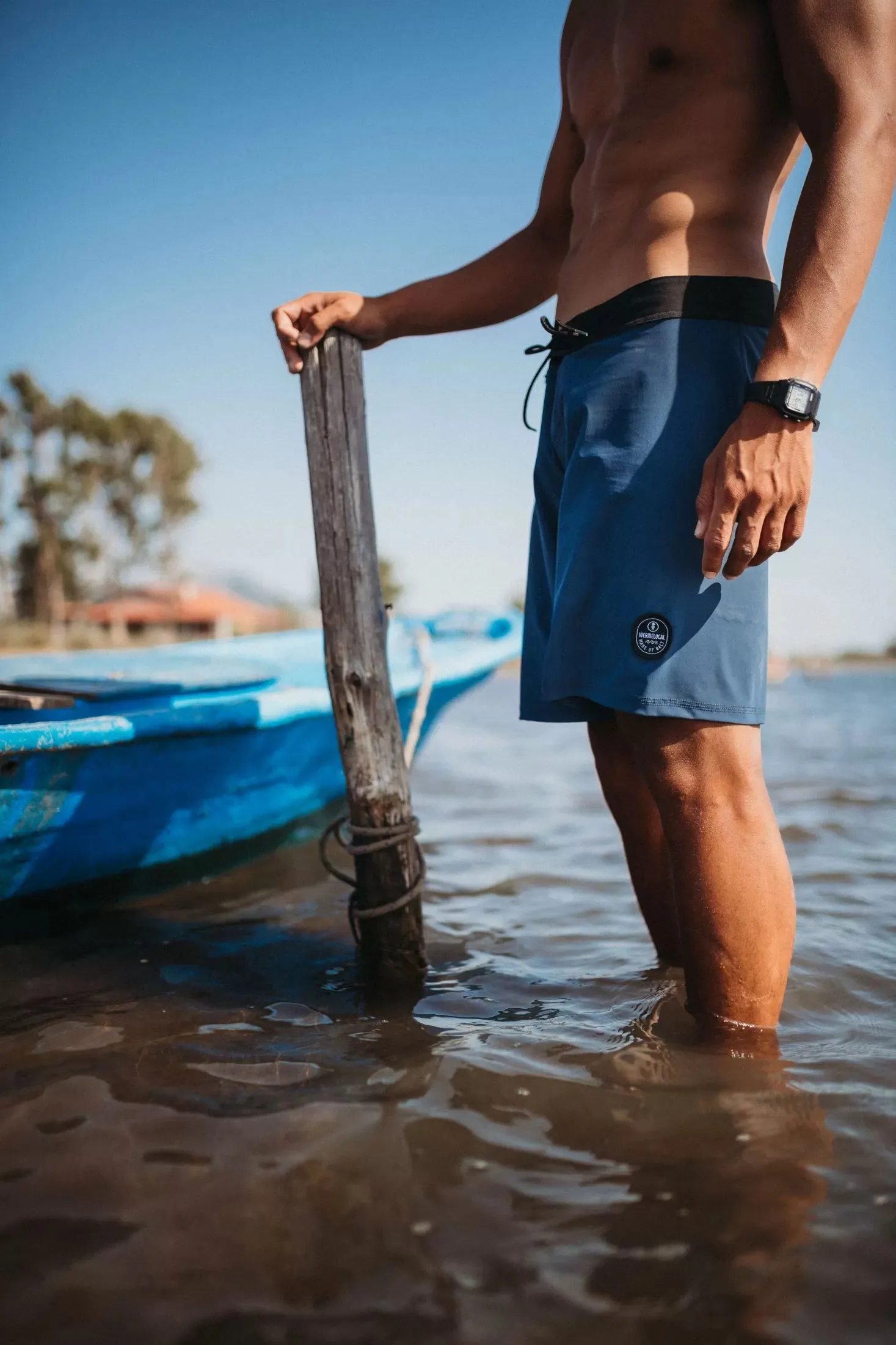 THE ONE BASIC INDIGO BOARDSHORTS