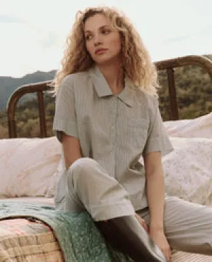 The Short Sleeve Pajama Shirt Blue Star Print