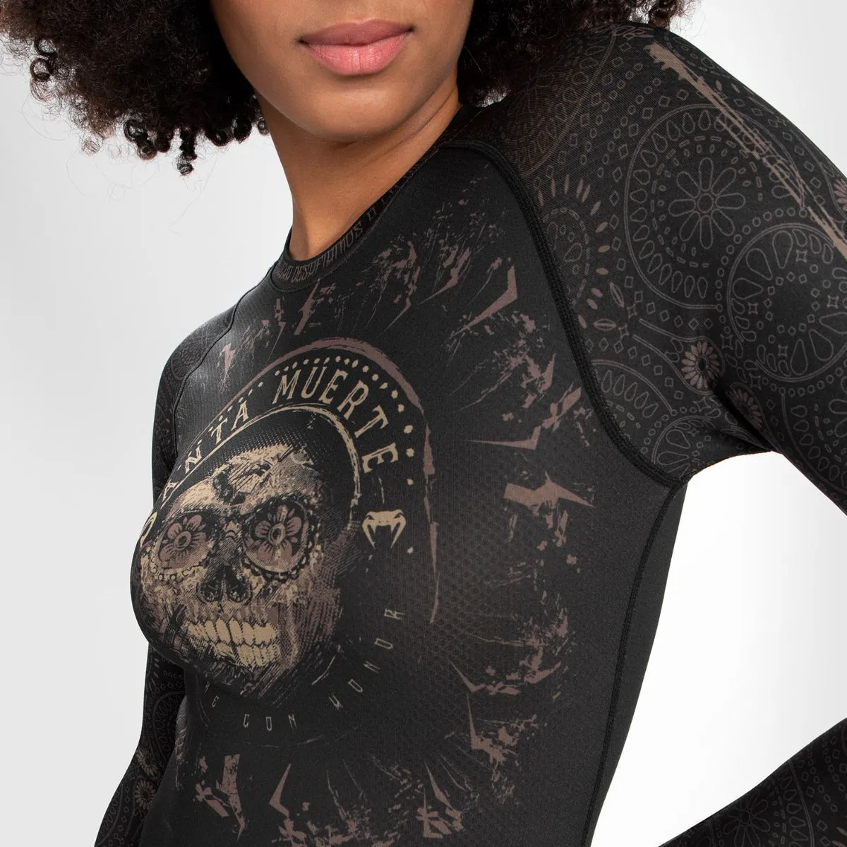 Venum Women Santa Muerte Dark Side Long Sleeve Rash Guard Black/Brown