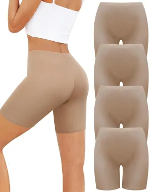voenxe Women Cotton Boy Shorts Underwear,Lady Boxers Briefs,High Waist Anti Chafing BoyShort,Soft Long Leg Biker Panty,4 Pack