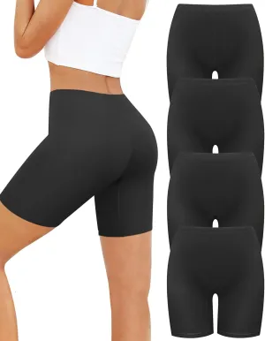 voenxe Women Cotton Boy Shorts Underwear,Lady Boxers Briefs,High Waist Anti Chafing BoyShort,Soft Long Leg Biker Panty,4 Pack