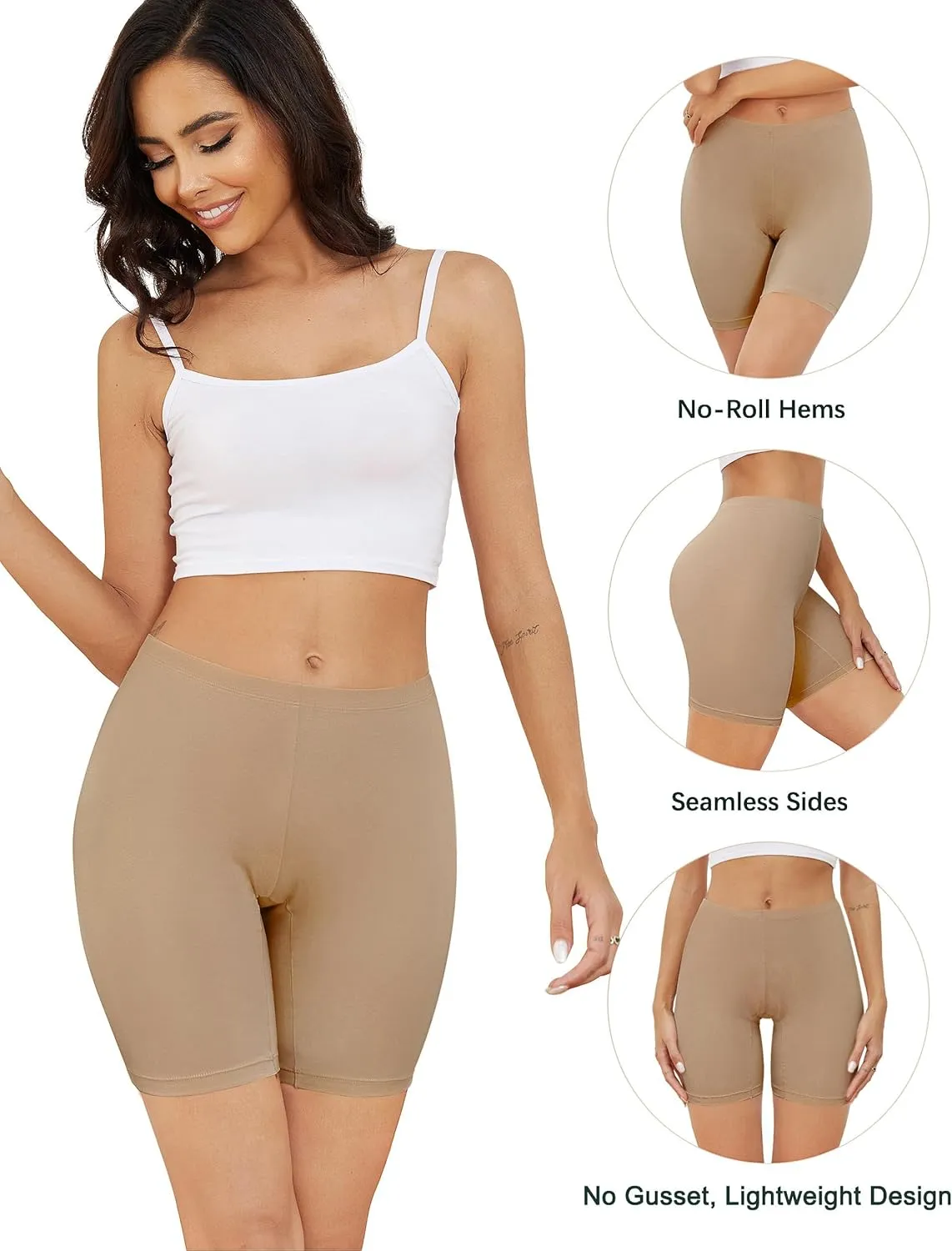 voenxe Women Cotton Boy Shorts Underwear,Lady Boxers Briefs,High Waist Anti Chafing BoyShort,Soft Long Leg Biker Panty,4 Pack