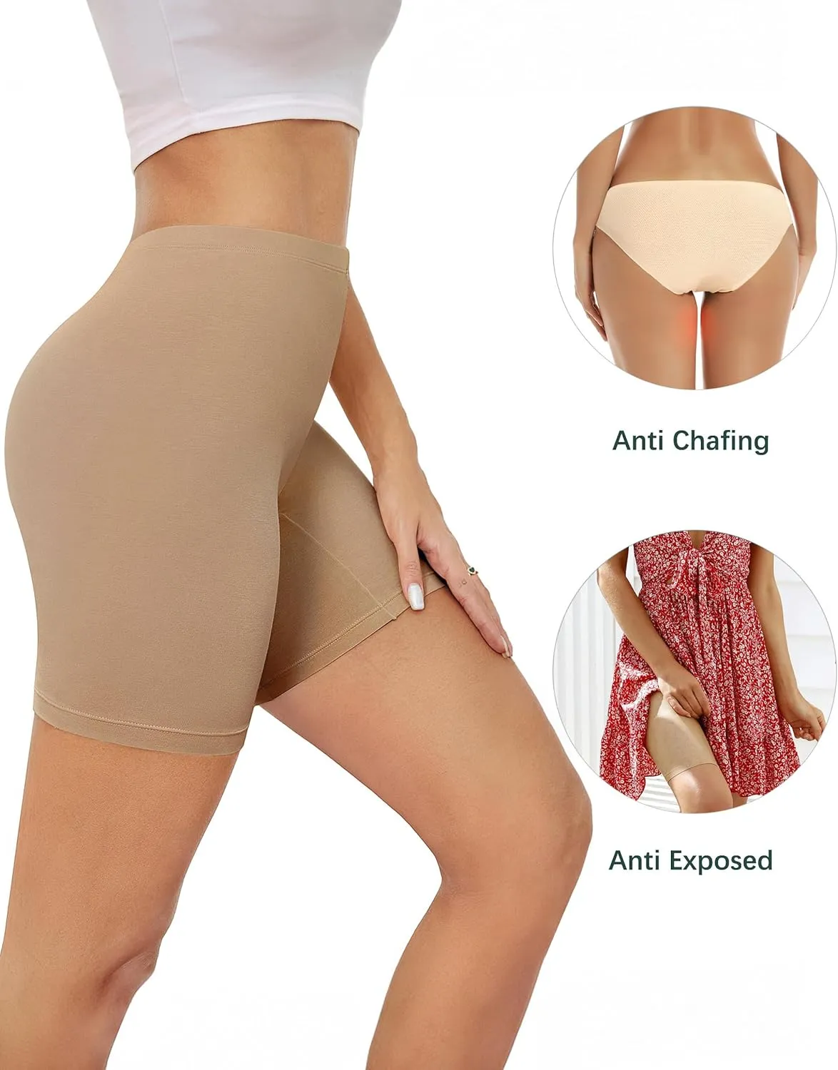 voenxe Women Cotton Boy Shorts Underwear,Lady Boxers Briefs,High Waist Anti Chafing BoyShort,Soft Long Leg Biker Panty,4 Pack