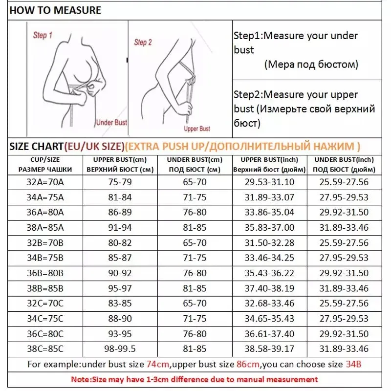 Women invisible strapless front closure push up bra backless