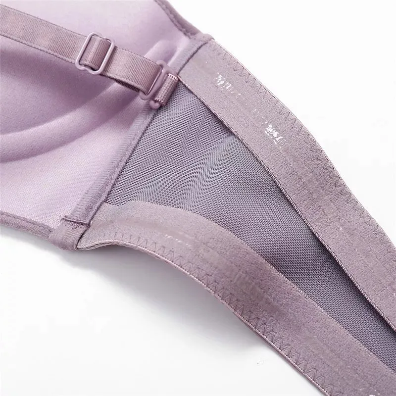 Women invisible strapless front closure push up bra backless