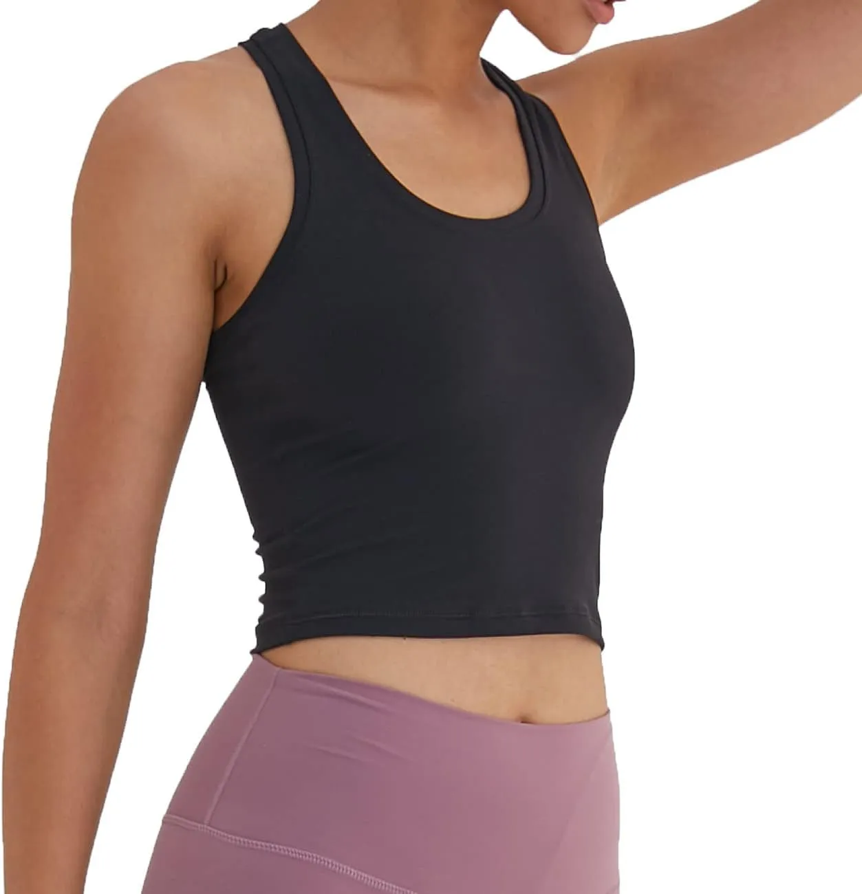 Women's Cropped Racerback Tank Tops Running Workout Tops Active Yoga Tops
