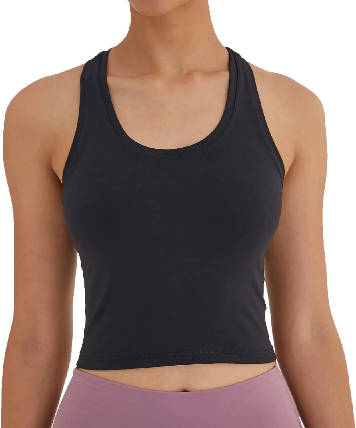 Women's Cropped Racerback Tank Tops Running Workout Tops Active Yoga Tops