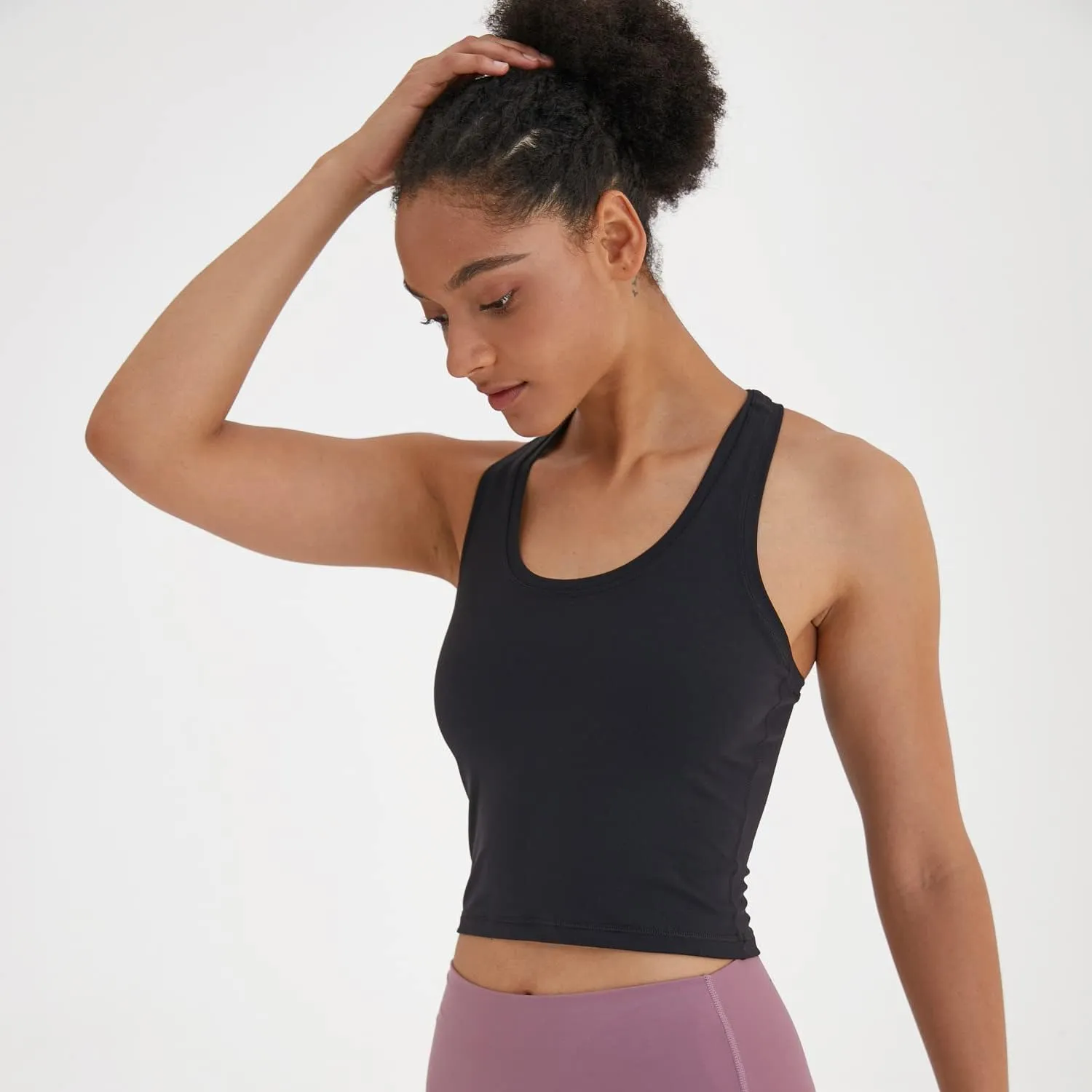 Women's Cropped Racerback Tank Tops Running Workout Tops Active Yoga Tops