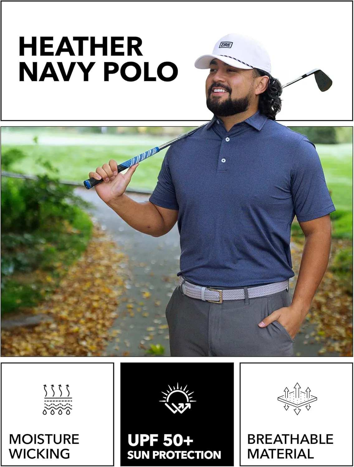 ZIRE Golf Men's Performance Polo | Dry Fit Short Sleeve Shirt | Moisture-Wicking Golf Shirt for Men | UPF 50  | 4-Way Stretch